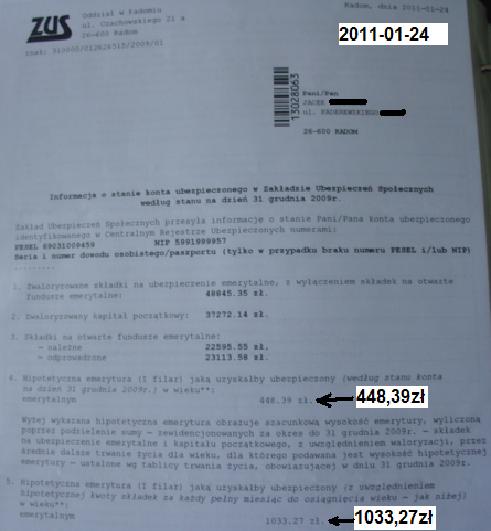 pismo z ZUS